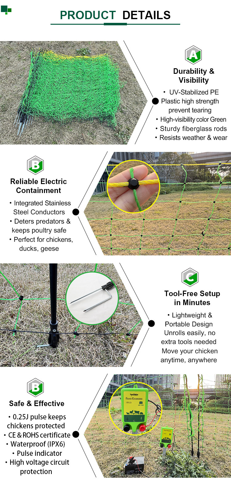 hps fence electric poultry netting