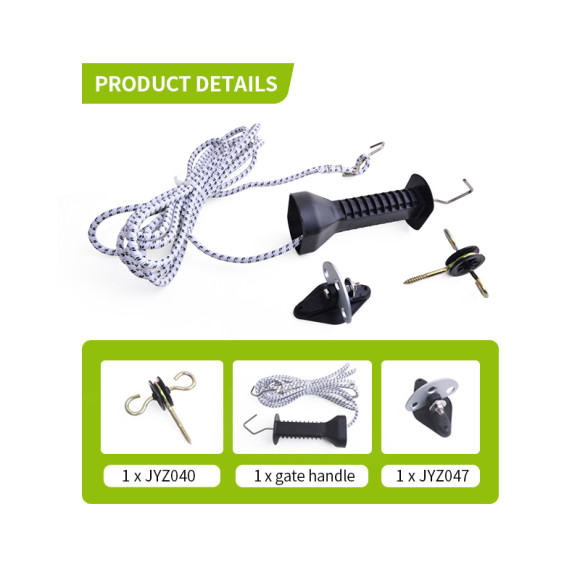 Plastic Bungee Gate Kit For Electric Fencing,with Bungee,UV Resistance Insulated Handle with Zinc Plated Hook,Wholesale Spring Gate Handle