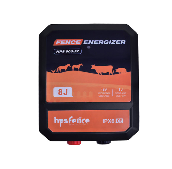 HPS800JX Fence Energizer  80KM Range 8J Output Energy IPX6 Waterproof Electric Fence Charger for Farm Livestock
