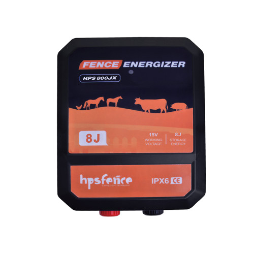 HPS800JX Fence Energizer  80KM Range 8J Output Energy IPX6 Waterproof Electric Fence Charger for Farm Livestock
