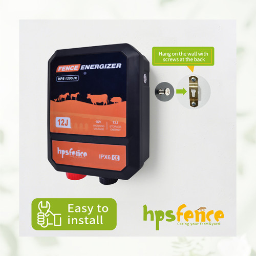 HPS1200JX Fence Energizer - 12J Output, 120KM Range | OEM & ODM Solutions for Electric Fencing | IPX6 Waterproof Charger for Livestock Management & Farming Applications