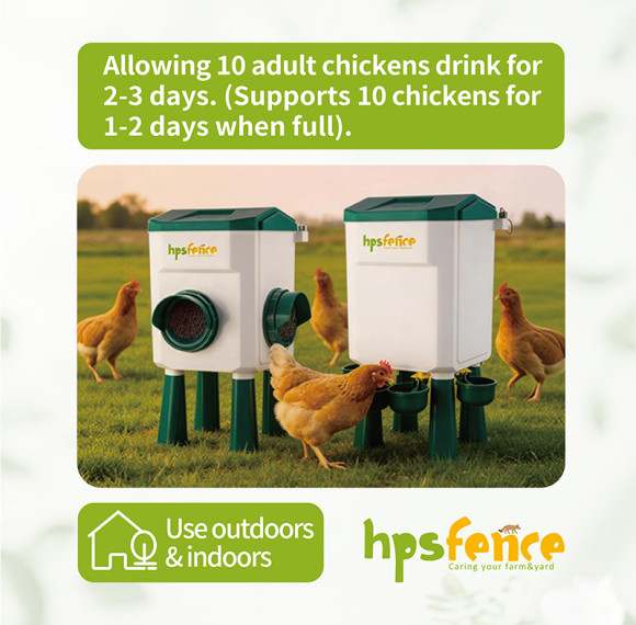 11L+12KG Automatic Poultry Waterer and Feeder Set With 4 Water Cups , Automatic Chicken Drinker for Outside or Indoor