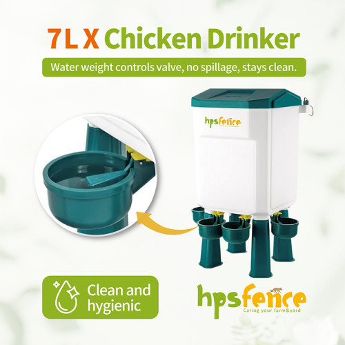 7L+8KG Automatic Poultry Waterer and Feeder Set With 4 Water Cups , Automatic Chicken Drinker for Outside or Indoor