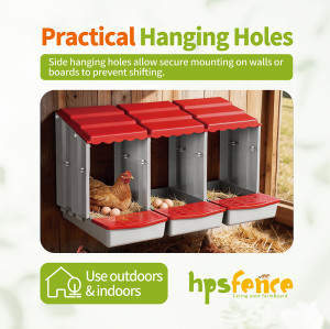 3 Compartment Washable Plastic Chicken Nesting Box with Removable Trays for Laying Hens Poultry Coop Farm
