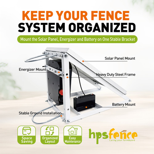 Adjustable Galvanized Steel Solar Panel Support Structure for Electric Fence Systems-Easily Assembled Waterproof Farm Fencing