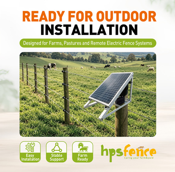 Adjustable Galvanized Steel Solar Panel Support Structure for Electric Fence Systems-Easily Assembled Waterproof Farm Fencing