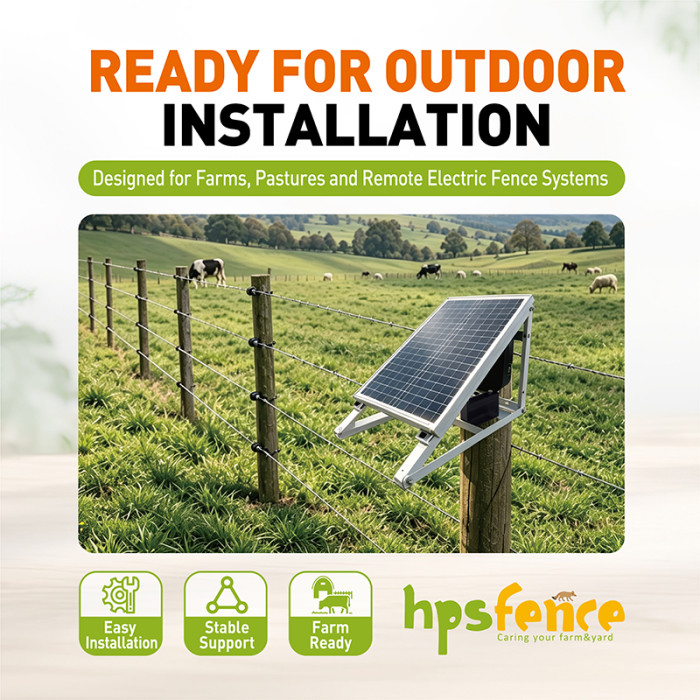 Adjustable Galvanized Steel Solar Panel Support Structure for Electric Fence Systems-Easily Assembled Waterproof Farm Fencing