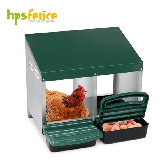 2-Hole Automatic Chicken Nesting Box with Roll Away Egg Tray for Poultry Farm