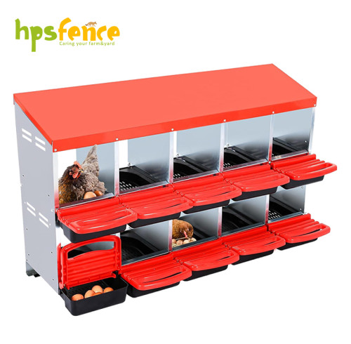 10-Compartment Roll Out Chicken Nesting Box with Egg Trays