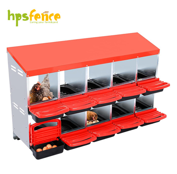 10-Compartment Roll Out Chicken Nesting Box with Egg Trays