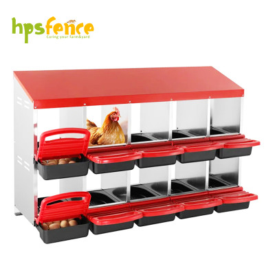 10-Compartment Roll Out Chicken Nesting Box with Egg Trays