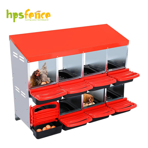 8-Compartment Roll Out Chicken Nesting Box with Egg Trays
