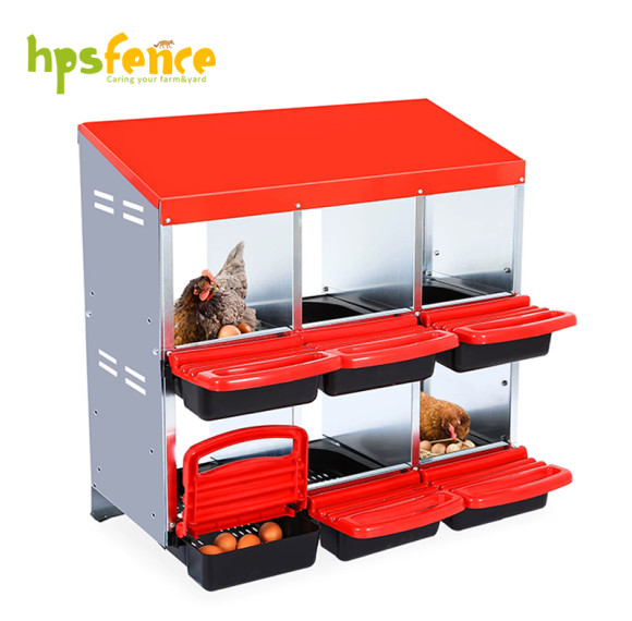 6-Compartment Roll Out Chicken Nesting Box with Egg Trays