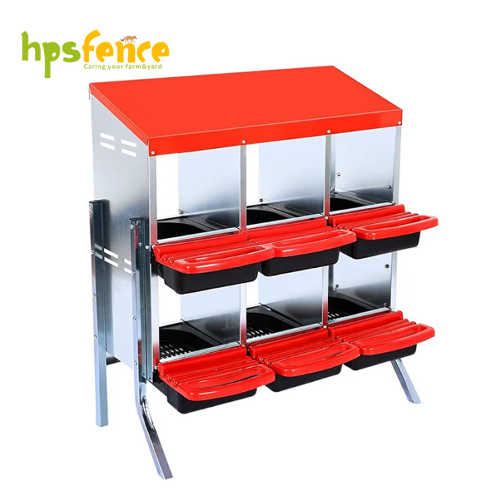 6-Compartment Roll Out Chicken Nesting Box with Egg Trays With metal supports