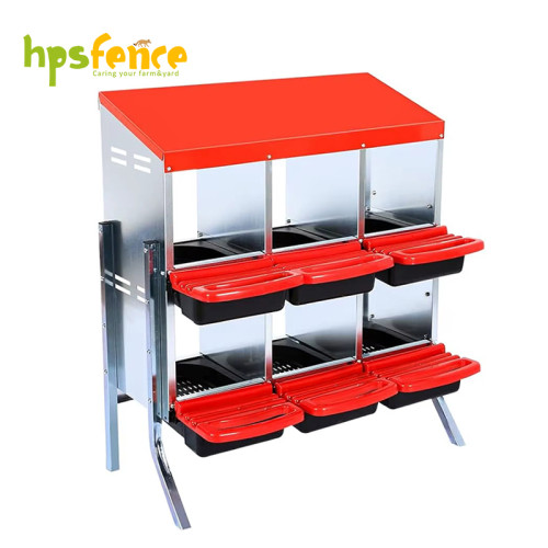 6-Compartment Roll Out Chicken Nesting Box with Egg Trays With metal supports