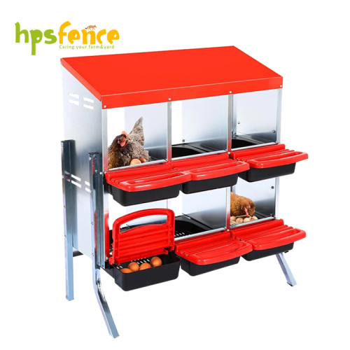6-Compartment Roll Out Chicken Nesting Box with Egg Trays With metal supports