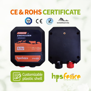 HPS050JX Fence Energizer 5KM Range 0.3J Output Energy IPX6 Waterproof Electric Fence Charger for Farm Livestock