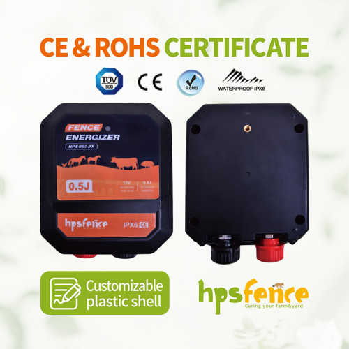 HPS050JX Fence Energizer 5KM Range 0.3J Output Energy IPX6 Waterproof Electric Fence Charger for Farm Livestock
