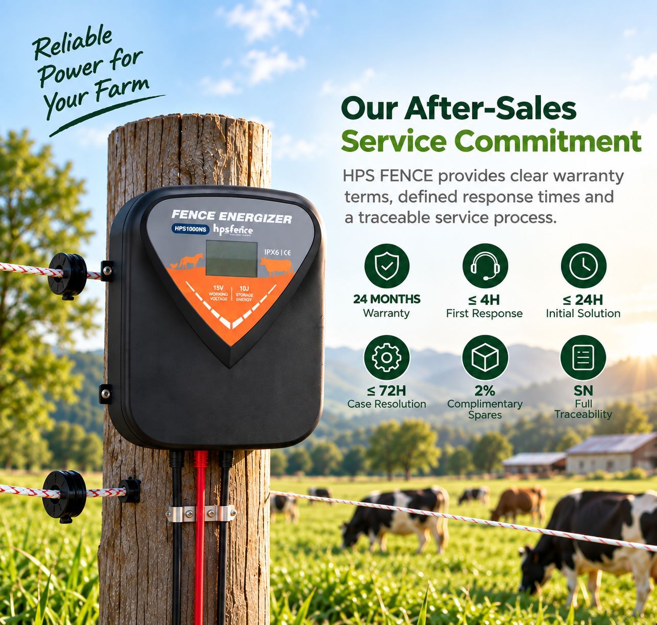 HPS FENCE 2J solar fence energizer with 24-month warranty