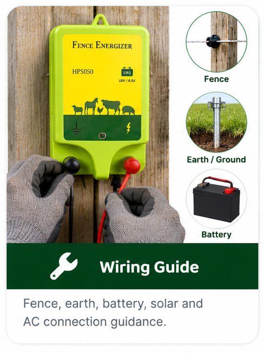 HPS FENCE wiring guide plug in energizer
