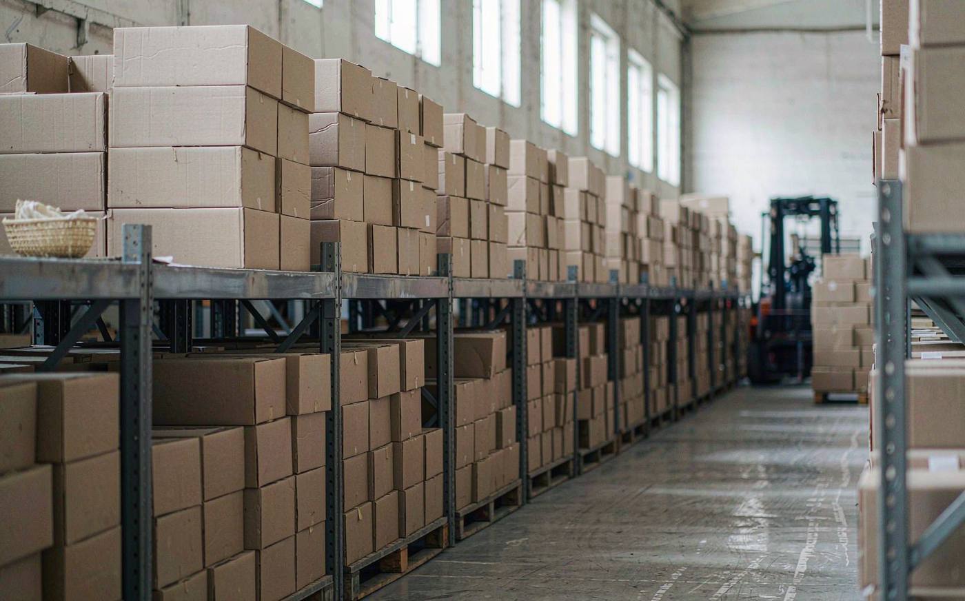 Pallets of cartons in the HPS FENCE warehouse