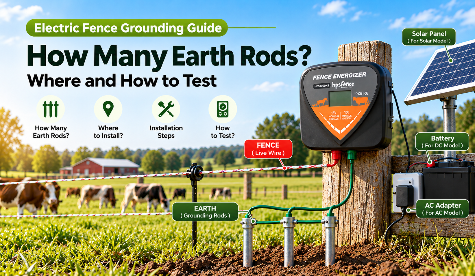 Electric Fence Grounding Guide: How Many Earth Rods, Where, and How to Test