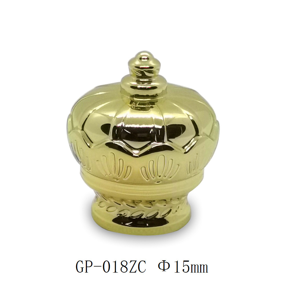 Gold zamac crown bottle caps perfume packaging wholesale | zinc alloy perfume cap | GP Bottles OEM ODM Manufacturing