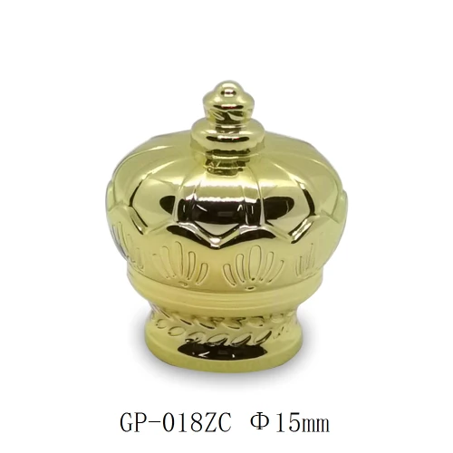 Gold zamac crown bottle caps perfume packaging wholesale | zinc alloy perfume cap | GP Bottles OEM ODM Manufacturing