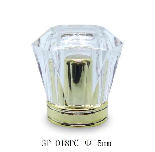 Parfum bottle cap transparent acrylic with gold PP insert customized | GP Bottles