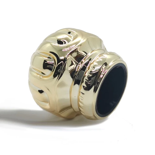 Golden plated zamac perfume cap wholesale | crown shape perfume cap | zinc alloy cap | zamak cap for glass bottle | GP Bottles Manufacturing