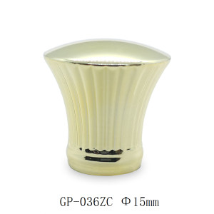golden metal perfume caps wholesale | zamac perfume cap | zinc alloy cap | design for FEA 15mm neck glass bottle  | GP Bottles Manufacturing