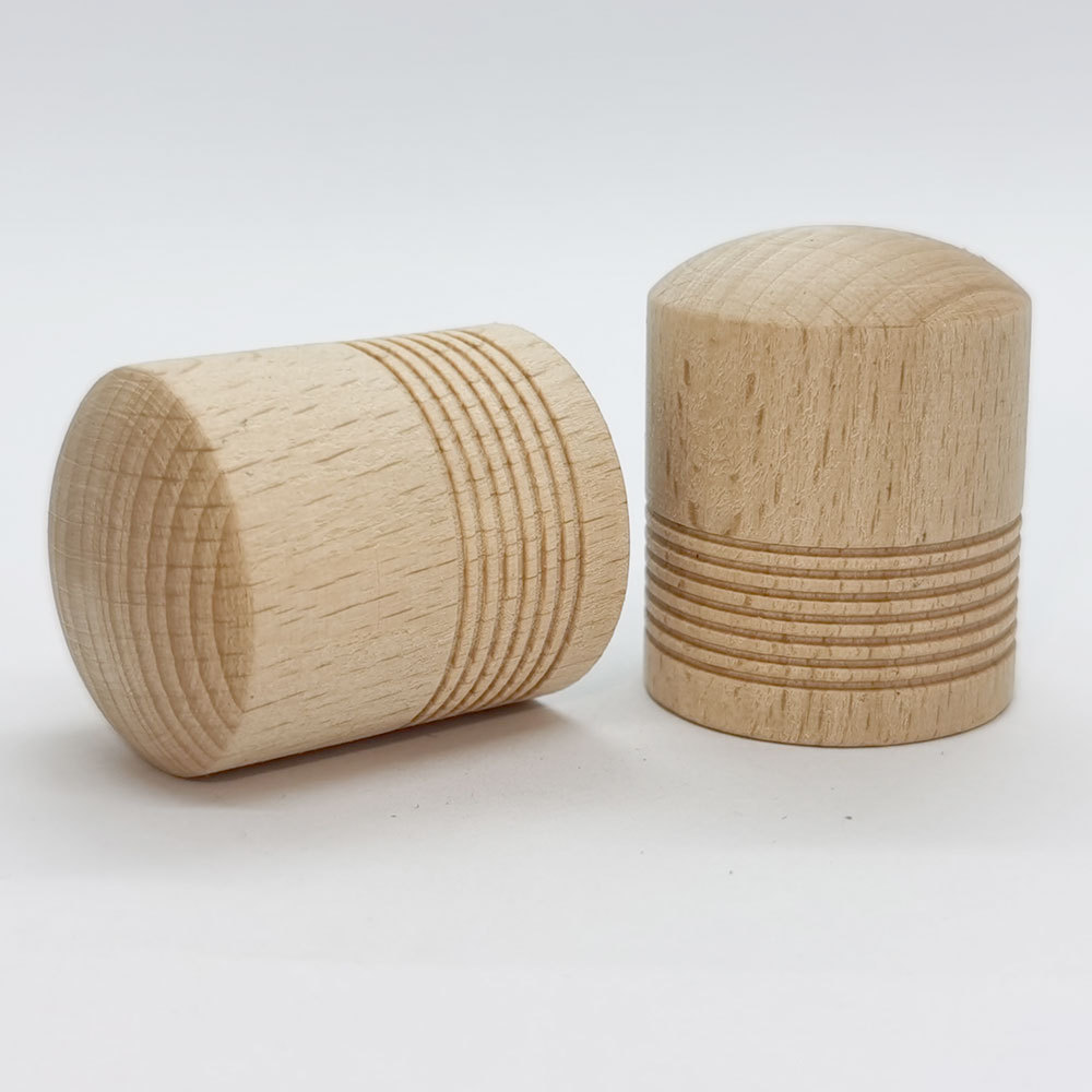 Cylinder-shaped natrual color wooden perfume cap on sale,15mm crimp bottleneck| GP Bottles