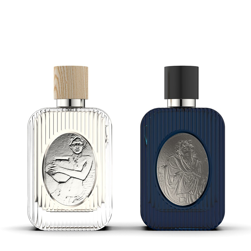 Presentación de empaquetado de botella de vidrio de perfume de diseñador original innovador
