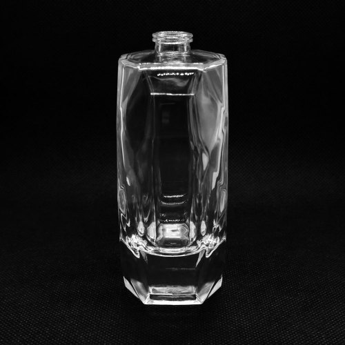bouteille en verre vide de parfum en forme de diamant 100ml en gros | flacon de parfum en verre plat | Col à sertir FEA 15 mm | Fabrication de bouteilles GP OEM ODM