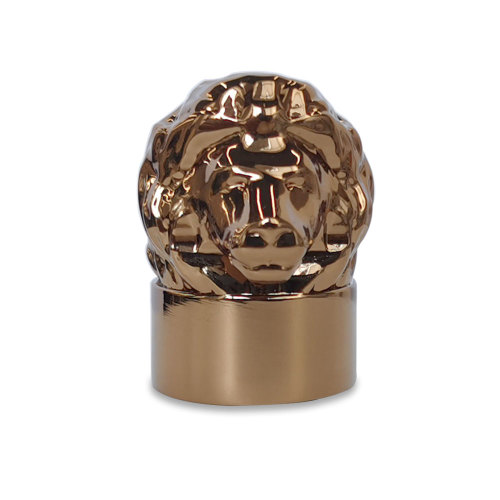 Lion head shaped zamac perfume bottle lid wholesale | zamak perfume cap | Brown electroplating | FEA15 bottle neck suitable | GP Bottles OEM ODM Manufacturing