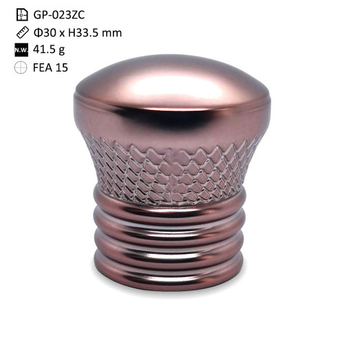 Fine plated zamac perfume cap wholesale | for 15mm neck glass bottle | match up female perfume | more colors available | GP Bottles Manufacturing