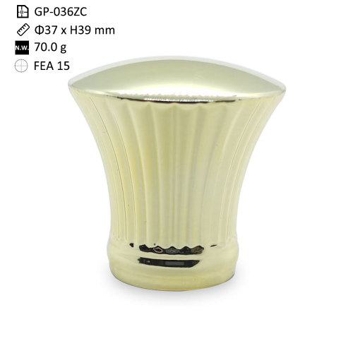 golden metal perfume caps wholesale | zamac perfume cap | zinc alloy cap | design for FEA 15mm neck glass bottle  | GP Bottles Manufacturing