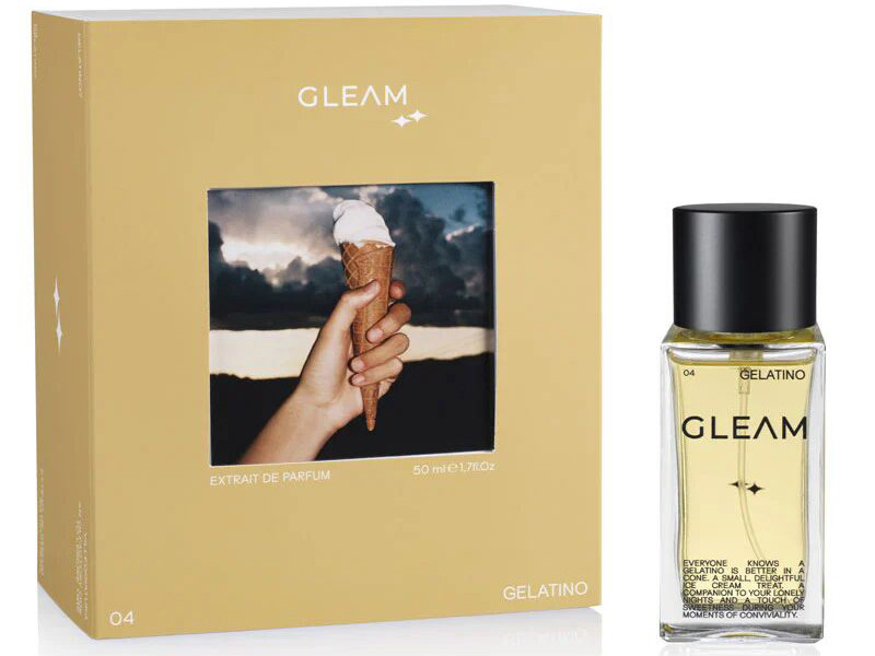 Close-up of GLEAM perfume bottle glass texture