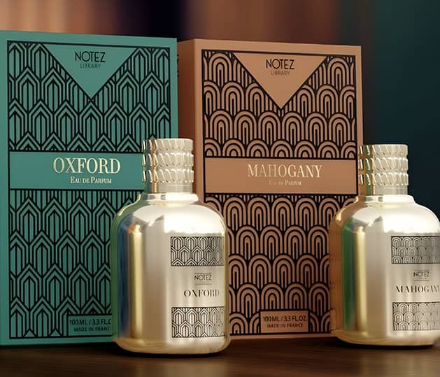Branded perfume packaging showcase