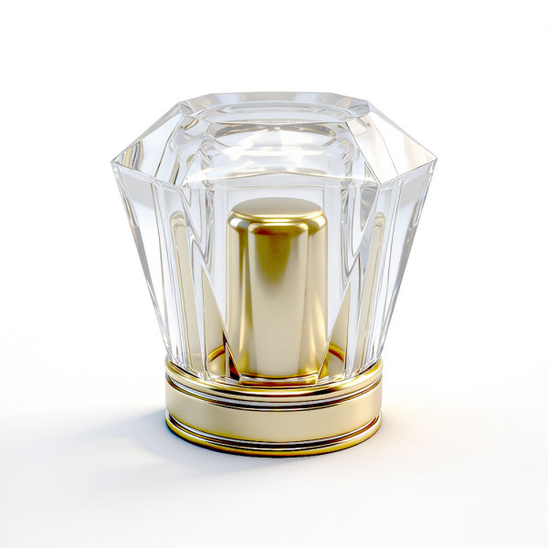 Parfum bottle cap transparent acrylic with gold PP insert customized | GP Bottles