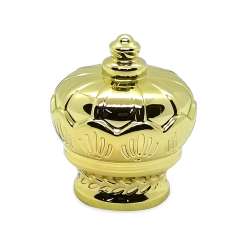 Gold zamac crown bottle caps perfume packaging wholesale | zinc alloy perfume cap | GP Bottles OEM ODM Manufacturing