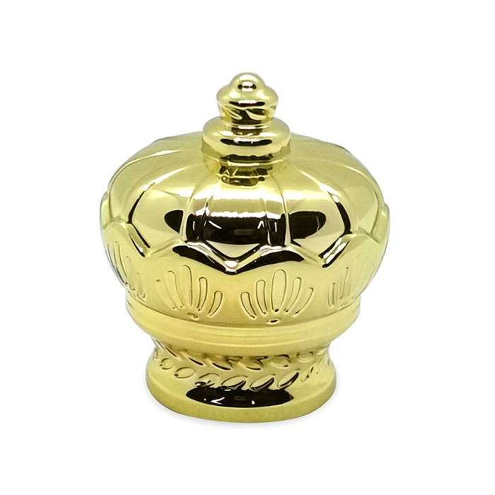 Gold zamac crown bottle caps perfume packaging wholesale | zinc alloy perfume cap | GP Bottles OEM ODM Manufacturing