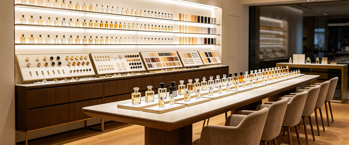 custom perfume bottles showroom