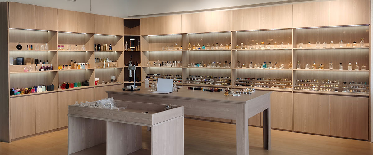 custom perfume bottles showroom