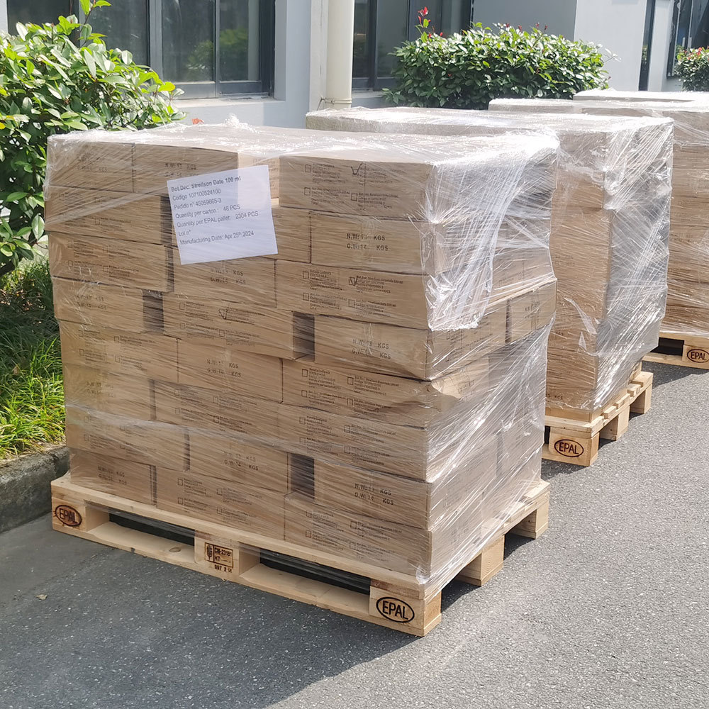 Warehouse with boxed perfume bottles ready for global shipping
