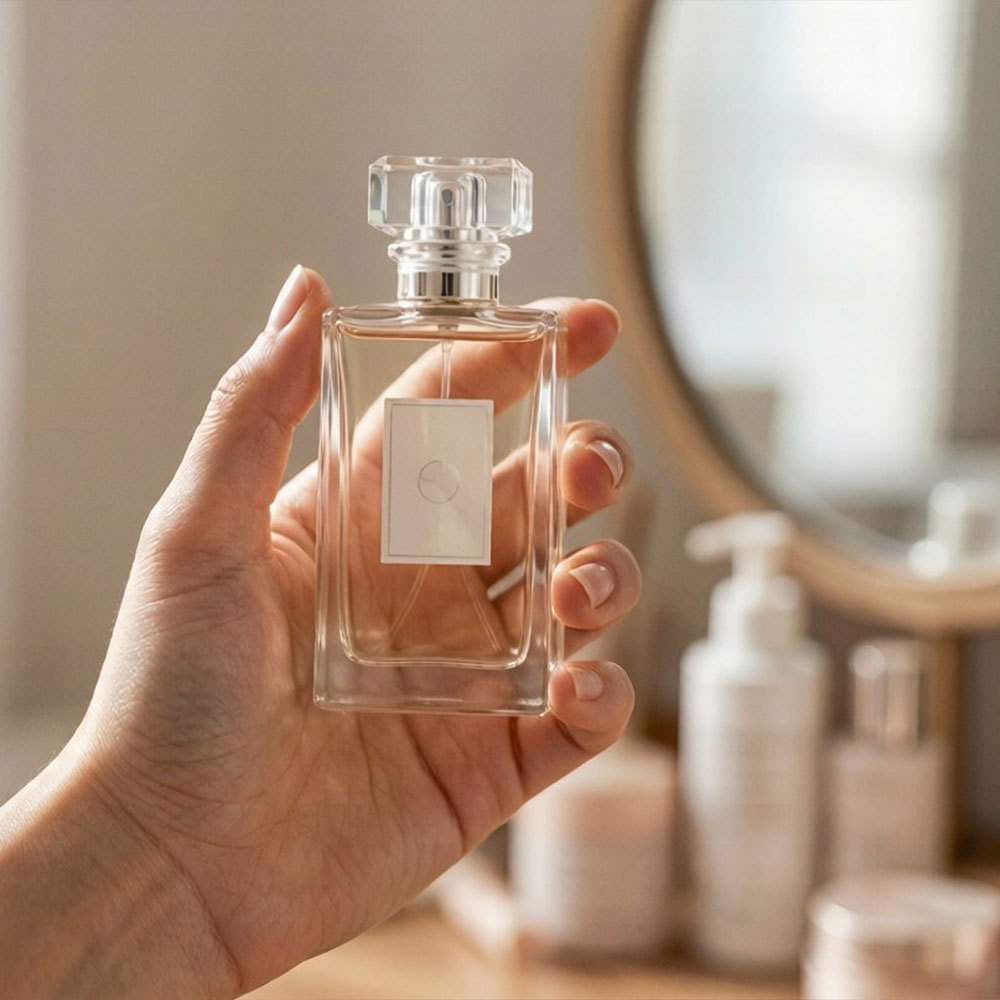 Custom perfume bottle assembly and leak testing on the production line