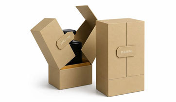 Orange wrapped perfume gift box with ribbon prepared for a seasonal set