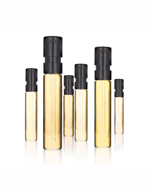 Sample size custom perfume vial on vanity