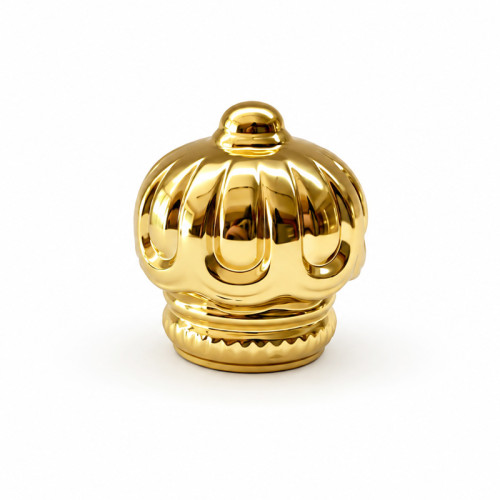 Golden plated zamac perfume cap wholesale | crown shape perfume cap | zinc alloy cap | zamak cap for glass bottle | GP Bottles Manufacturing