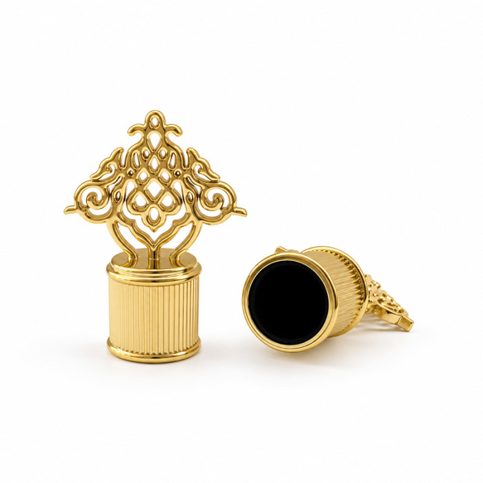 Flower pattern zamac perfume cap wholesale | zamak cap customization | zinc alloy cap supplier | perfume cap manufacturer | GP Botttle Manufacturing